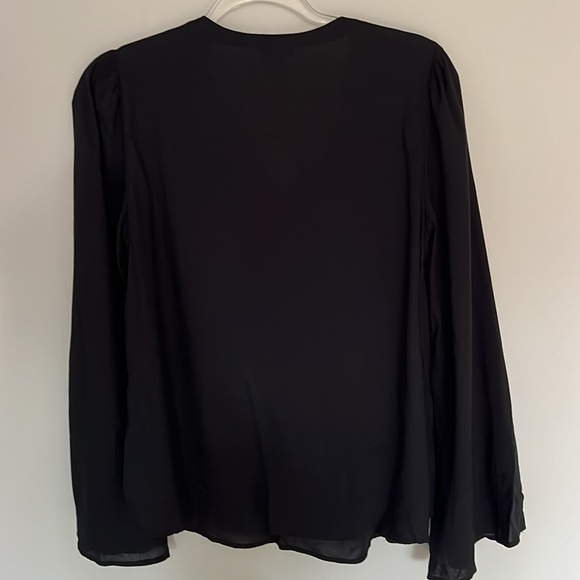 Jessica Simpson bell sleeve sheer black top vneck w ties women size xs - Picture 2 of 7